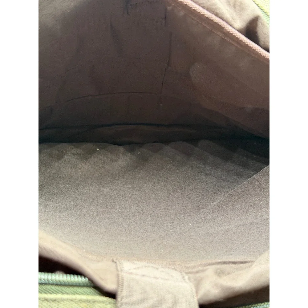 Tommy Bahama Messenger Bag OliveGreen Canvas Brown Faux Leather Laptop Briefcase